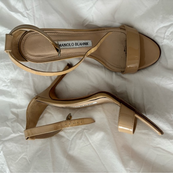 Manolo Blahnik Chaos Open Toe Nude Heels - Picture 2 of 6